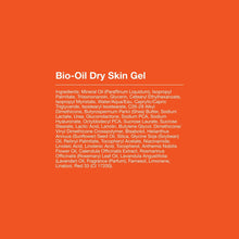 Dry Skin Gel ingredients panel, back view of white jar with gray lid