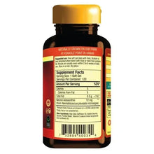 Astaxanthin soft gel bottle back label with Supplement Facts and barcode