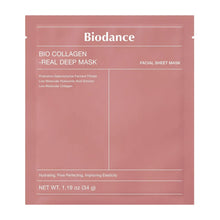 Bio-collagen deep facial sheet mask sachet, pink back panel with product text