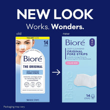 Biore original pore strips package shown in new and old look layouts