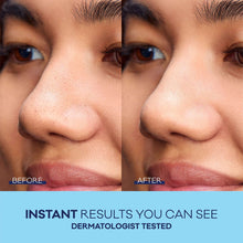Close-up of a person’s nose skin before and after using pore strips
