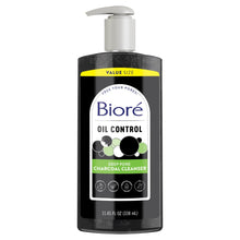 Oil Control deep pore charcoal cleanser bottle with silver pump and yellow front label