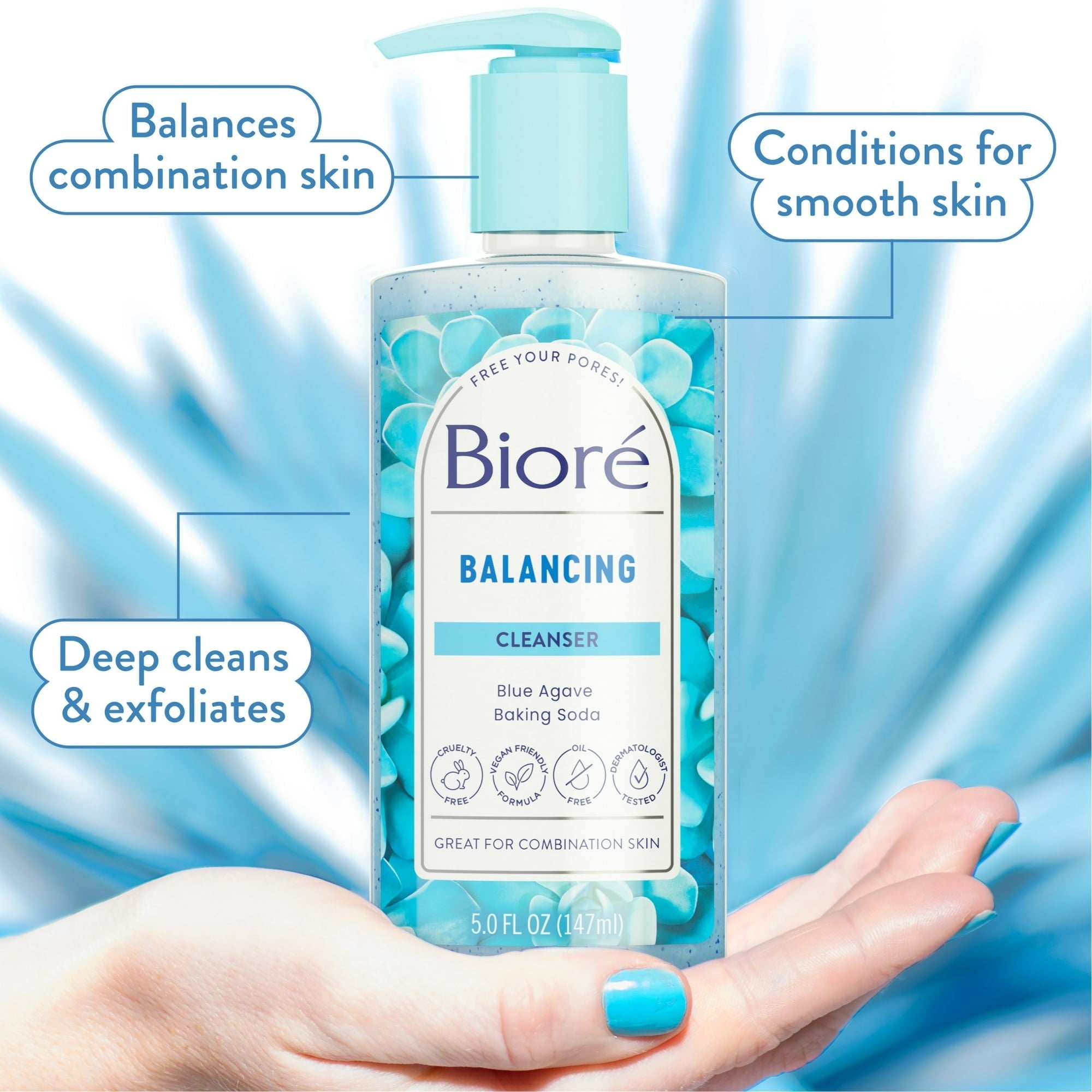 (3 PACK ) Bioré Balancing Face Wash, PH Balanced Face Cleanser, Combination Skin Care, 6.77 oz