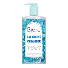 Balancing cleanser bottle with light blue pump, 6.77 fl oz