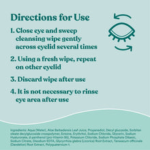 Micellar eyelid wipes directions panel with step list and eye icon