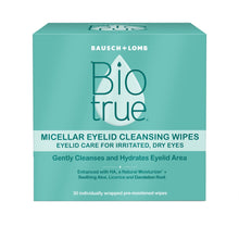 Micellar eyelid cleansing wipes box with 30 pre-moistened individually wrapped wipes