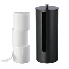 Toilet paper holder in matte black metal with round top and front slot