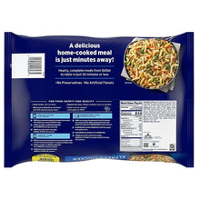 Frozen Alfredo chicken skillet meal pouch back with cooking directions and nutrition panel