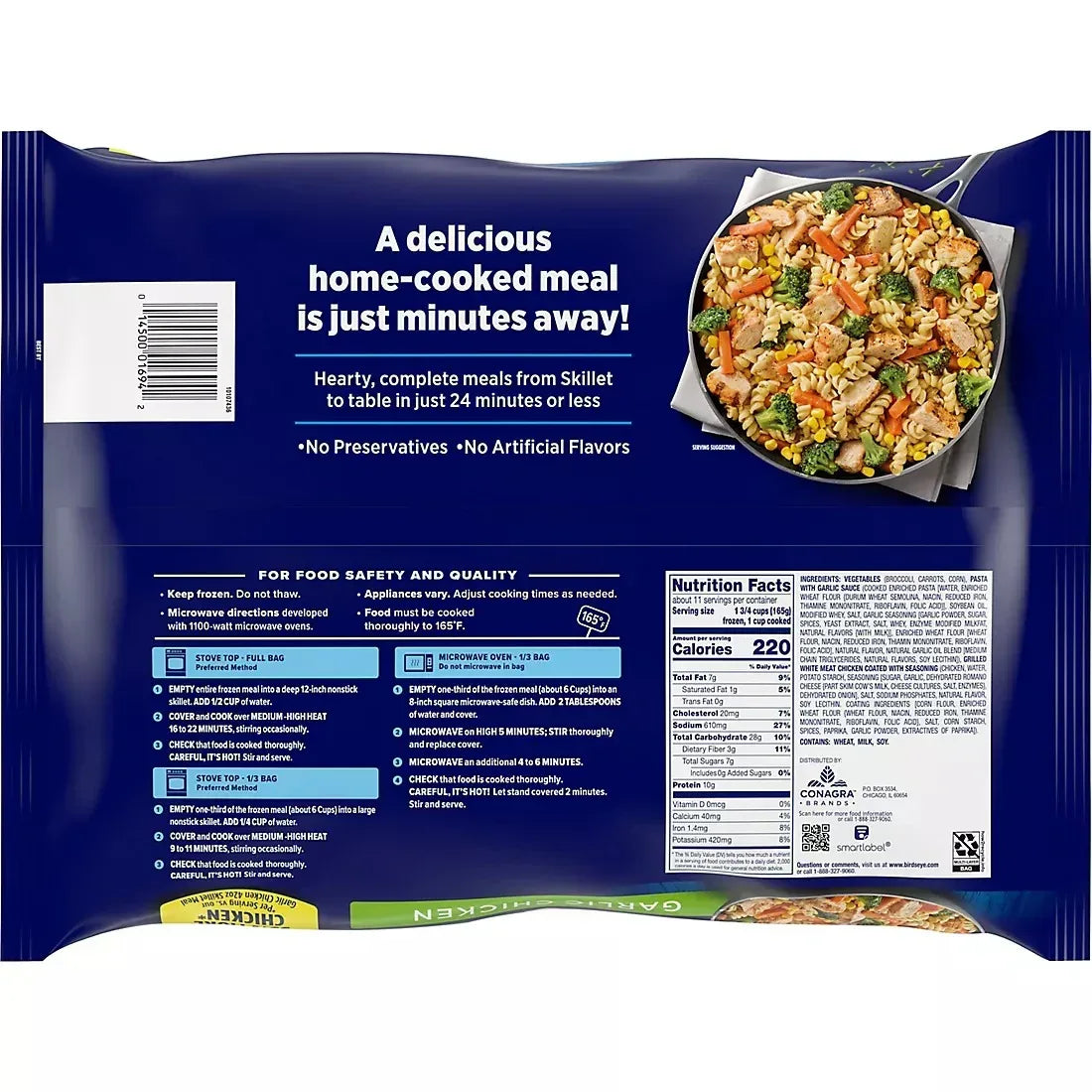 Birds Eye Garlic Chicken, Mixed Vegetables, and Pasta, 63 oz.