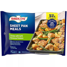 Frozen sheet pan meal bag with chicken, garlic parmesan potatoes and green beans