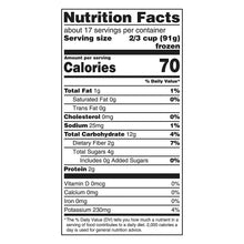 Nutrition Facts label for frozen vegetable mix: 70 calories per serving