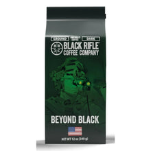 Black Rifle Coffee Company Beyond Black dark roast ground coffee bag, 12 oz