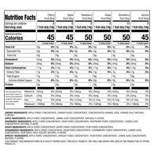 Nutrition Facts close-up for fruit strips with calories and ingredients list
