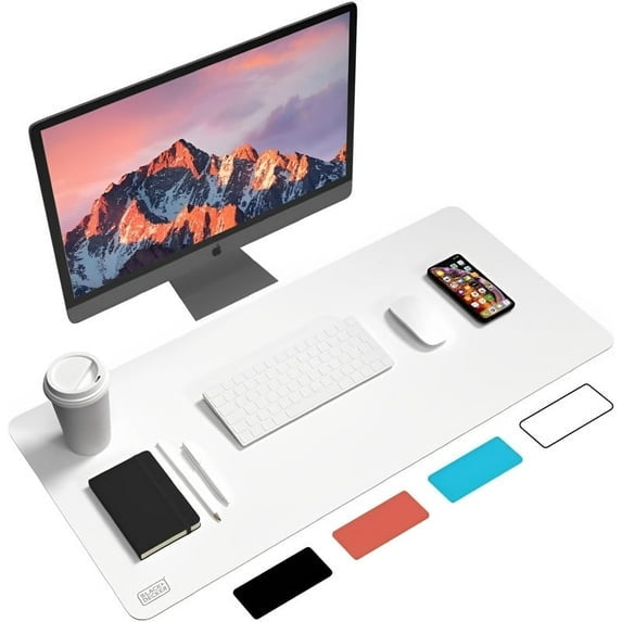 BLACK+DECKER Faux Leather Keyboard and Mouse Desk Mat, Office Desk Accessories, Protective Office Desk Decor Men, Women, Teens, Desk Pad Mat for Gaming, Work from Home, Office, Desk Organizers