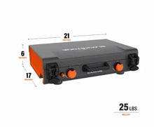 14 in propane griddle with side burner and orange knobs, black cooking surface