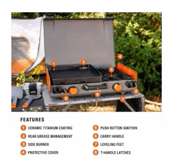 Blackstone Adventure Ready 14” Propane Camping Griddle with Side Burner