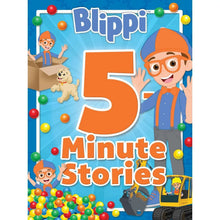 Hardcover storybook cover with Blippi character and large “5 Minute Stories” title