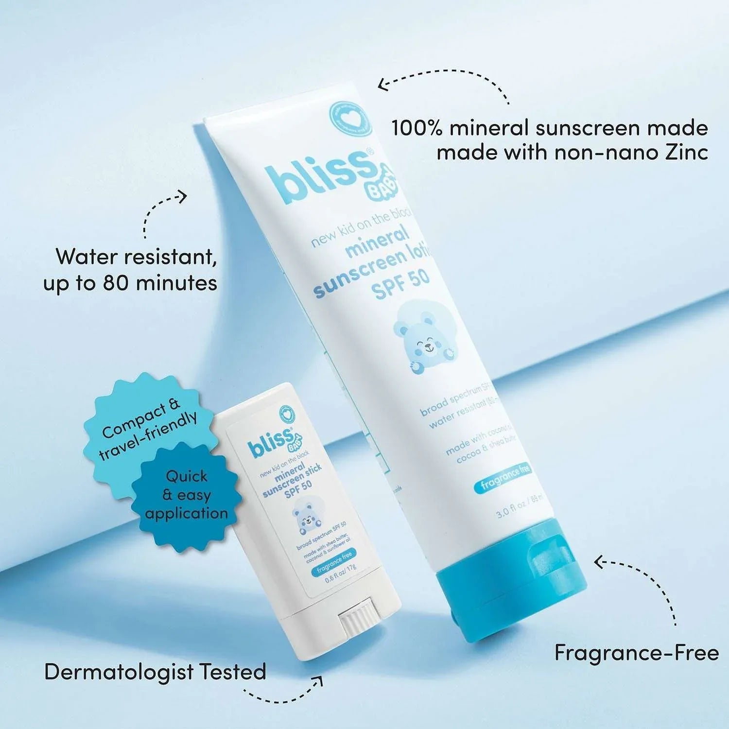 Bliss Baby Mineral Lotion & Stick, SPF 50, Sunscreen Set - USA MEGA SHOP