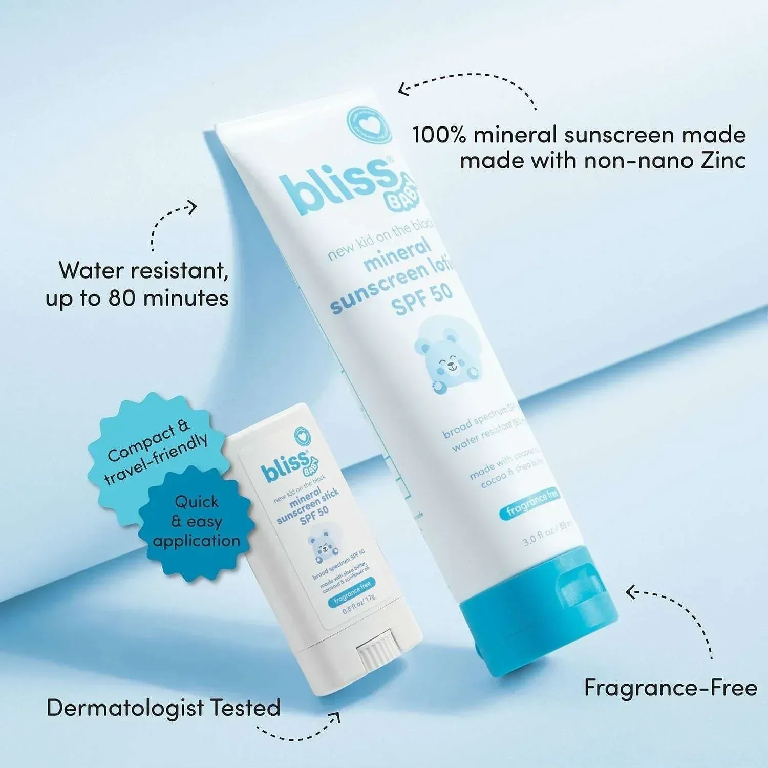 Bliss Baby Mineral Lotion & Stick, SPF 50, Sunscreen Set