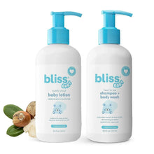 Baby bath bottle set with blue pump: baby lotion and shampoo+body wash