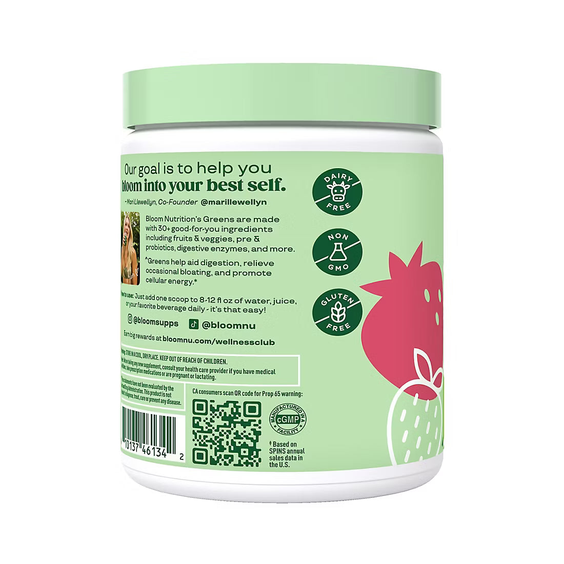Bloom Nutrition Greens & Superfoods Powder, Strawberry Kiwi, 48 Servings, 10.24 oz.