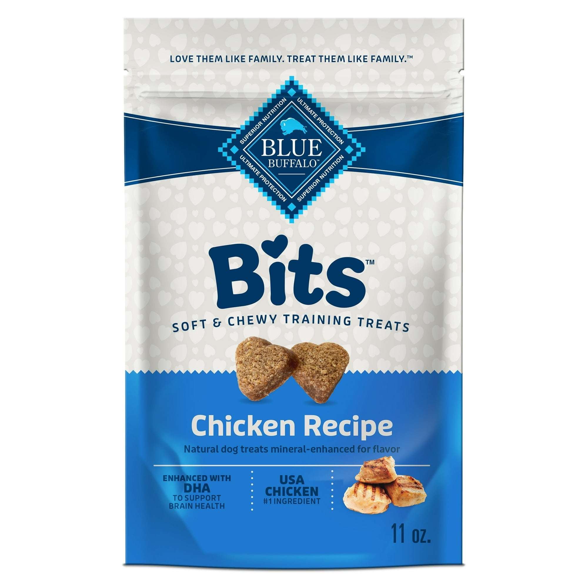 (4 pack) Blue Buffalo Bits Soft Dog Treats for Training, Enhanced with DHA, 4-oz. Bag