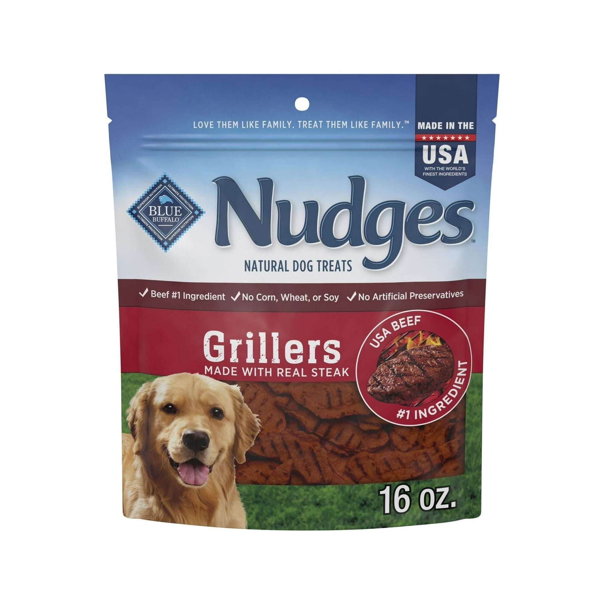 Blue Buffalo Nudges Grillers, Natural Dog Treats, Steak, 12oz Bag