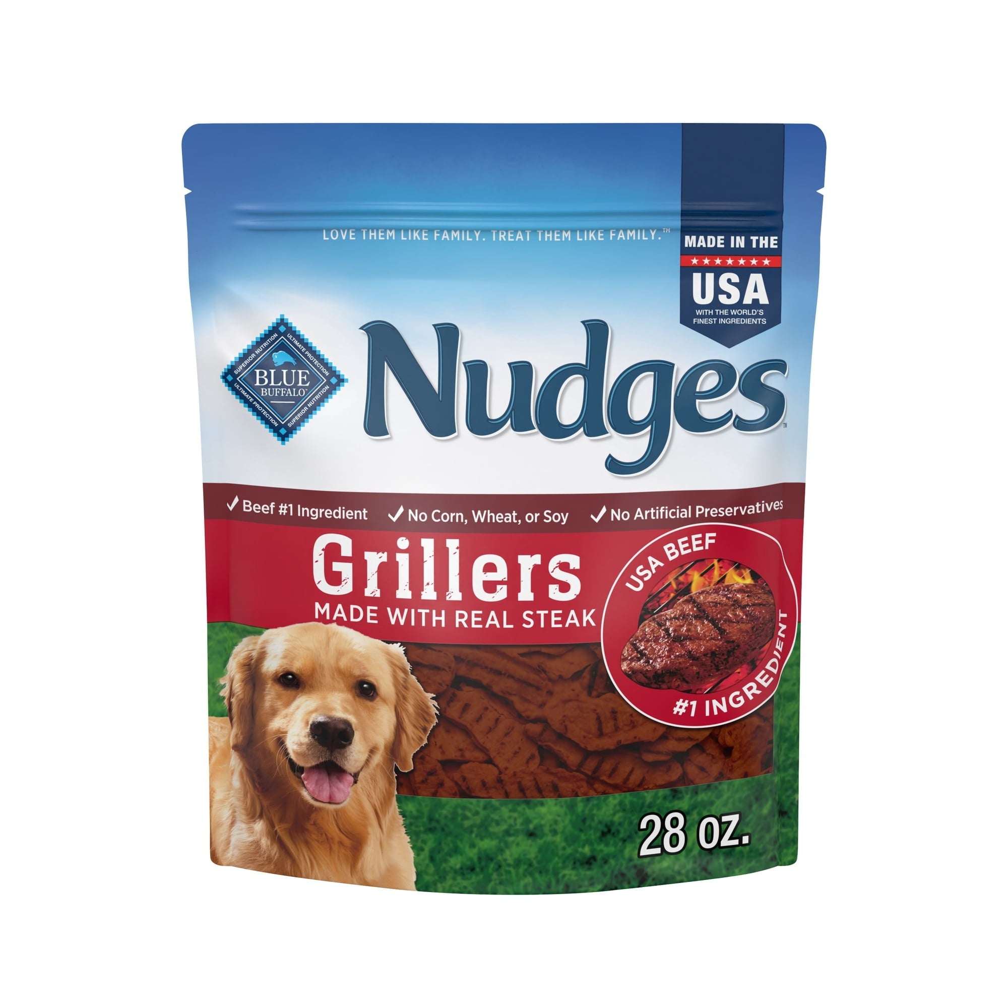 Blue Buffalo Nudges Grillers, Natural Dog Treats, Steak, 12oz Bag