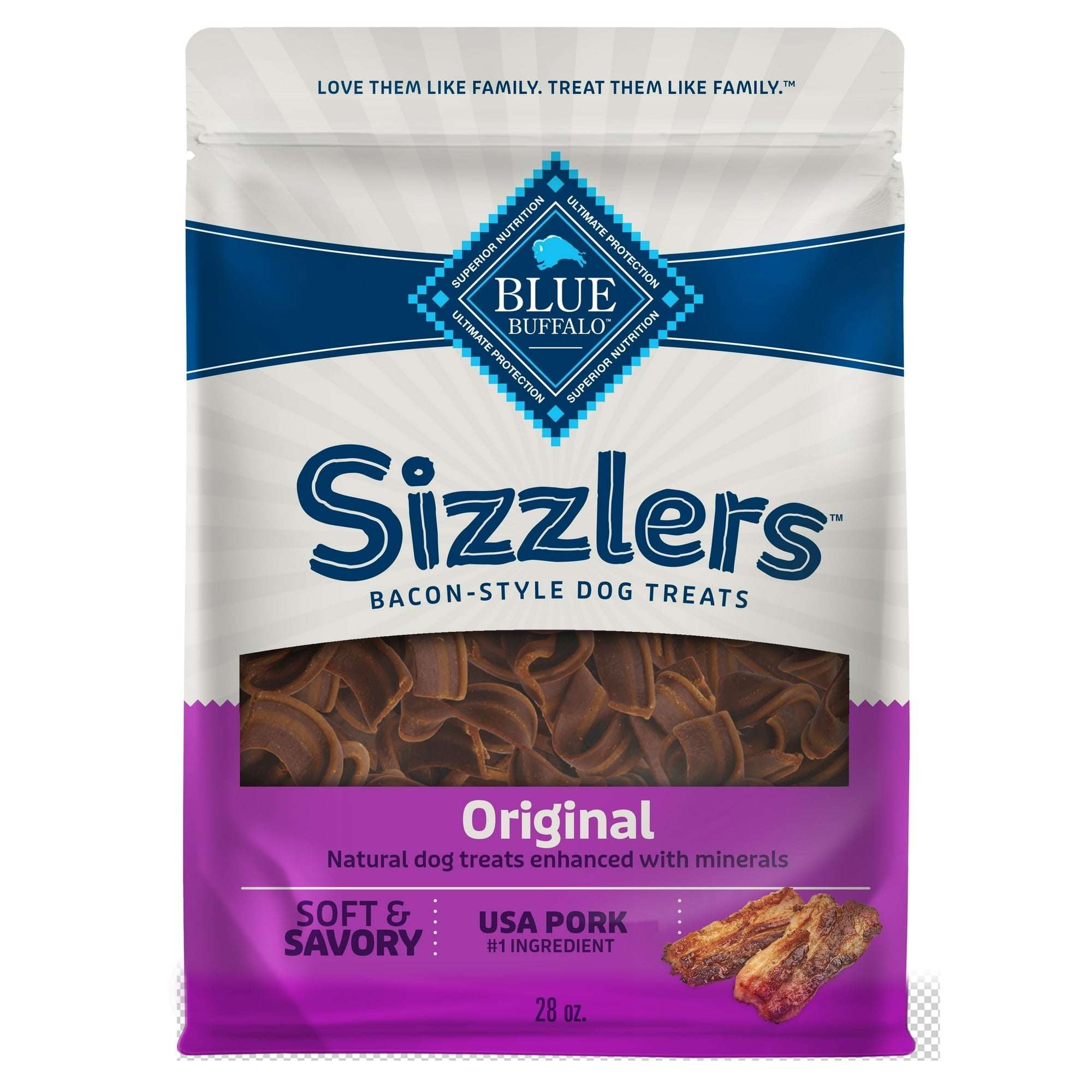 Blue Buffalo Sizzlers Bacon-Style Dog Treats with Real Pork, Original Flavor, 6-oz.