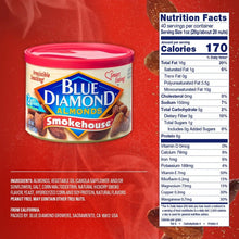 Smokehouse almond tub label showing Nutrition Facts panel and ingredients