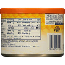 Honey roasted almonds tub back panel with nutrition label and barcode
