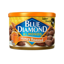Blue Diamond almonds honey roasted snack nuts in 6 oz tub, front view