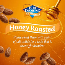 Blue Diamond Honey Roasted almonds label with honey dipper graphic and nuts