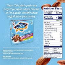 Lightly salted almond snack back panel with Nutrition Facts and 12-pack info