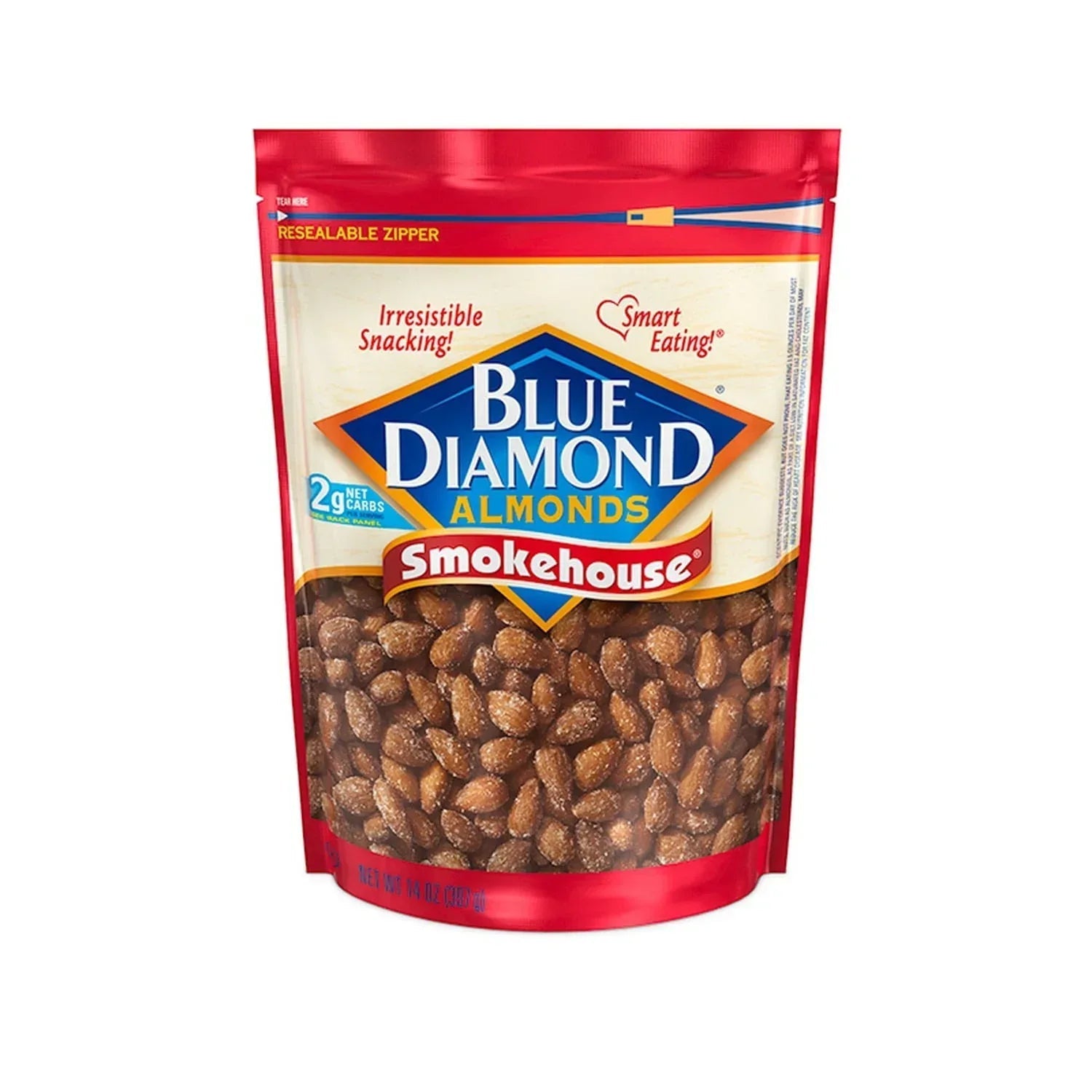Blue Diamond Almonds, Smokehouse Flavored Snack Nuts Perfect for Snacking, 14oz Resealable Bag