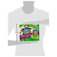 Blue Diamond 32-pack almonds box on person silhouette with height mark 7.9 in