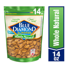 Whole natural raw almonds bag, 14 oz, Blue Diamond Almonds branding