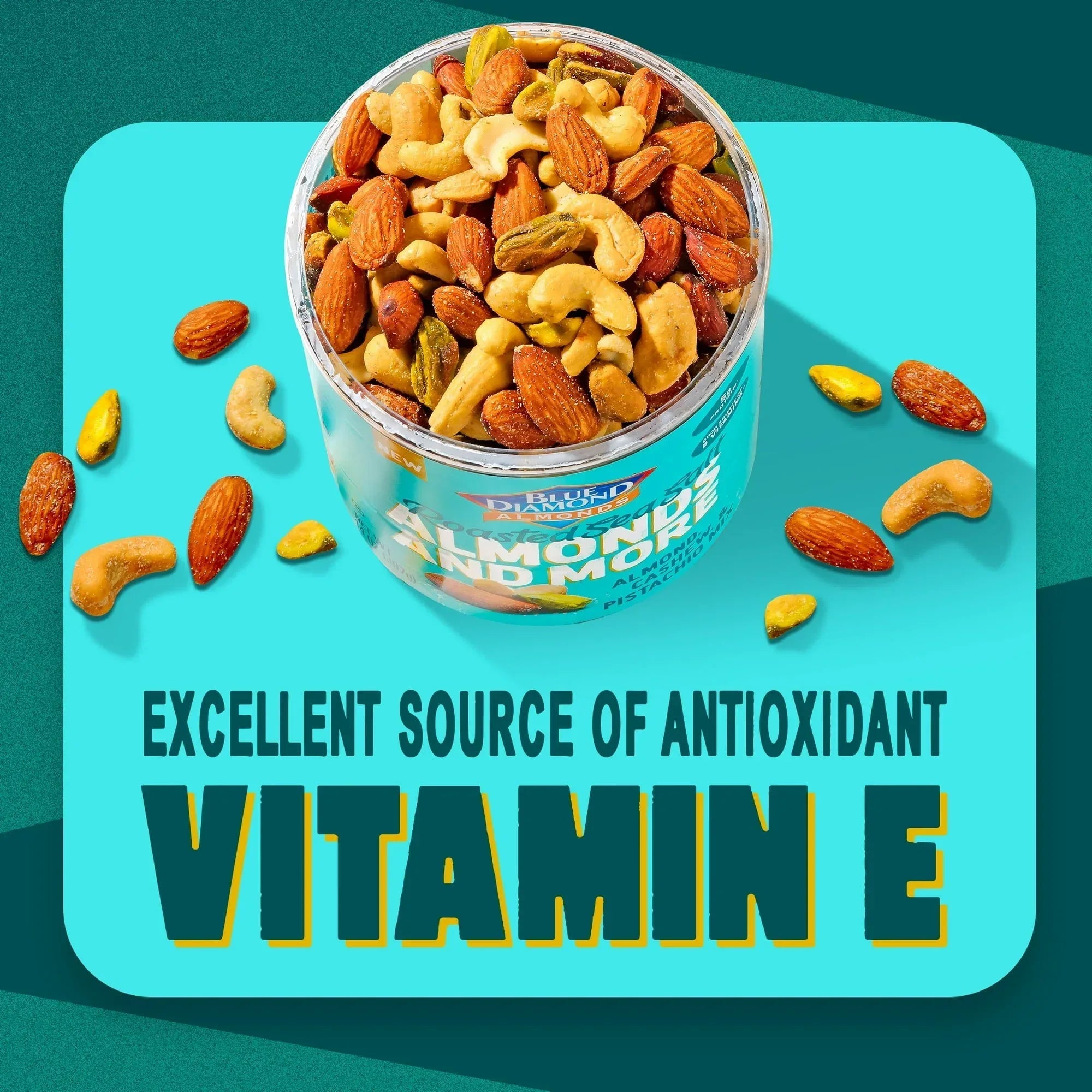 Blue Diamond Almonds and More, Roasted Sea Salt Mixed Nuts with Almonds, Cashews and Pistachios for Snacking, 14 oz.