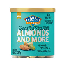 Roasted sea salt almonds and more nut tub with mixed almonds, cashews, pistachios