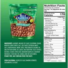 Blue Diamond Bold Wasabi & Soy Sauce almonds nutrition facts panel and serving size