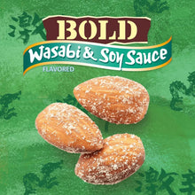 Wasabi & Soy Sauce flavored almond snacks, Bold label with three almonds