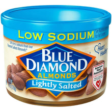 Low sodium lightly salted almonds can, front view