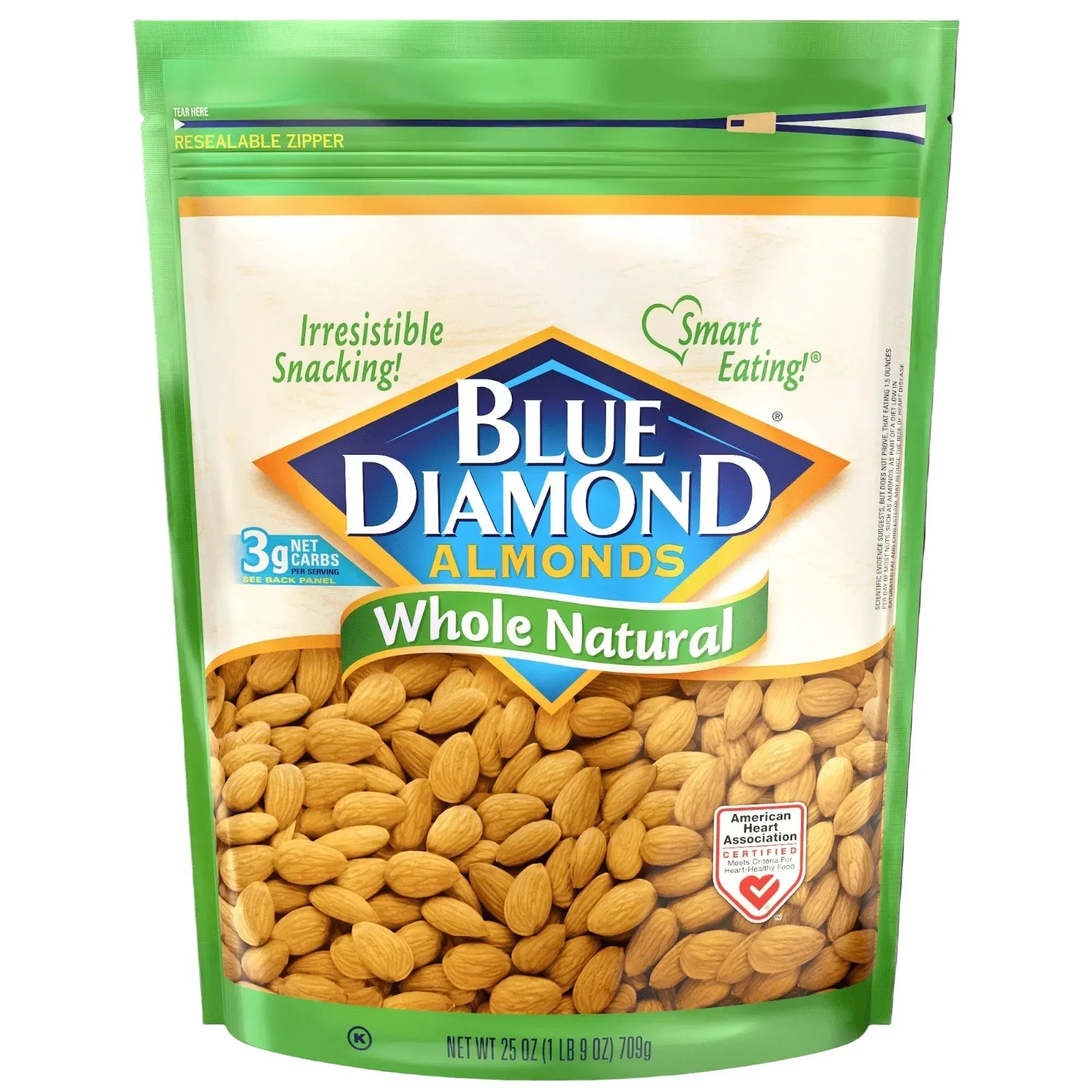 Blue Diamond Almonds, Whole Natural Raw Almonds Perfect for Gluten Free Snacking, 25 oz.