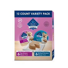Blue Delights 12-count variety pack box with assorted wet dog food cups