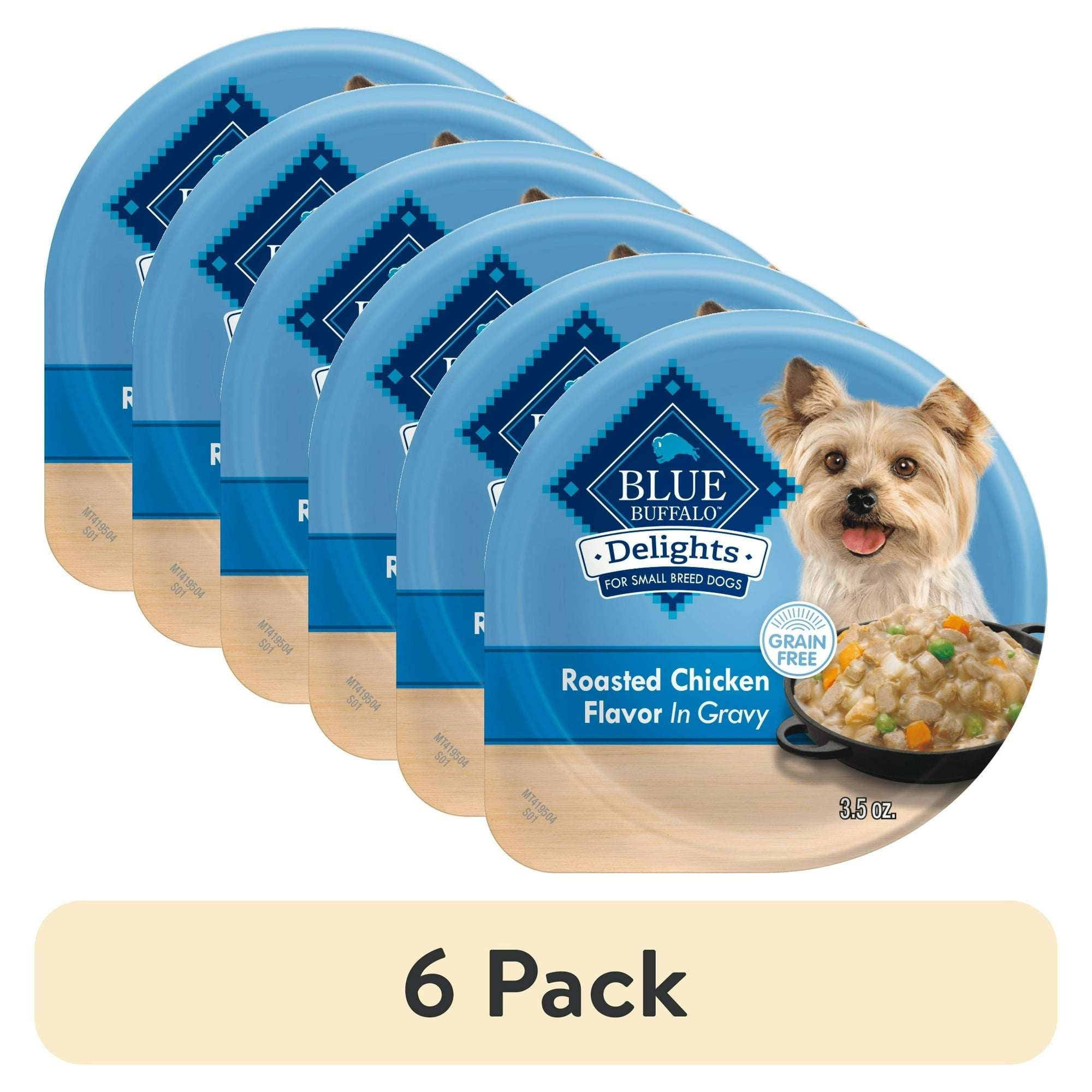 Blue Buffalo Delights Small Breed Roasted Chicken Flavor in Hearty Gravy Wet Dog Food for Adult Dogs, Grain-Free, 3.5 oz. Cup