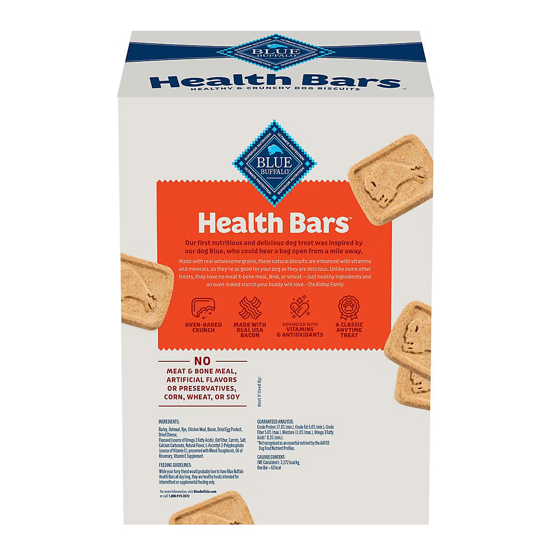 Blue Buffalo Health Bars back of package with biscuit illustrations