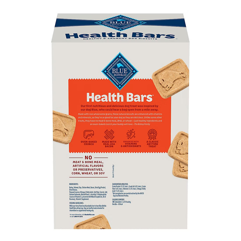 Blue Buffalo Health Bars back of package with biscuit illustrations