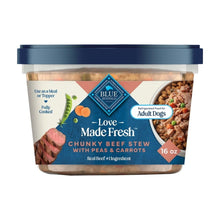 Refrigerated chunky beef stew dog food tub, adult dogs, blue label, 16 oz.
