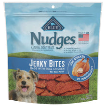 Blue Nudges Jerky Bites chicken flavored dog treats 16 oz bag, bite-sized pieces