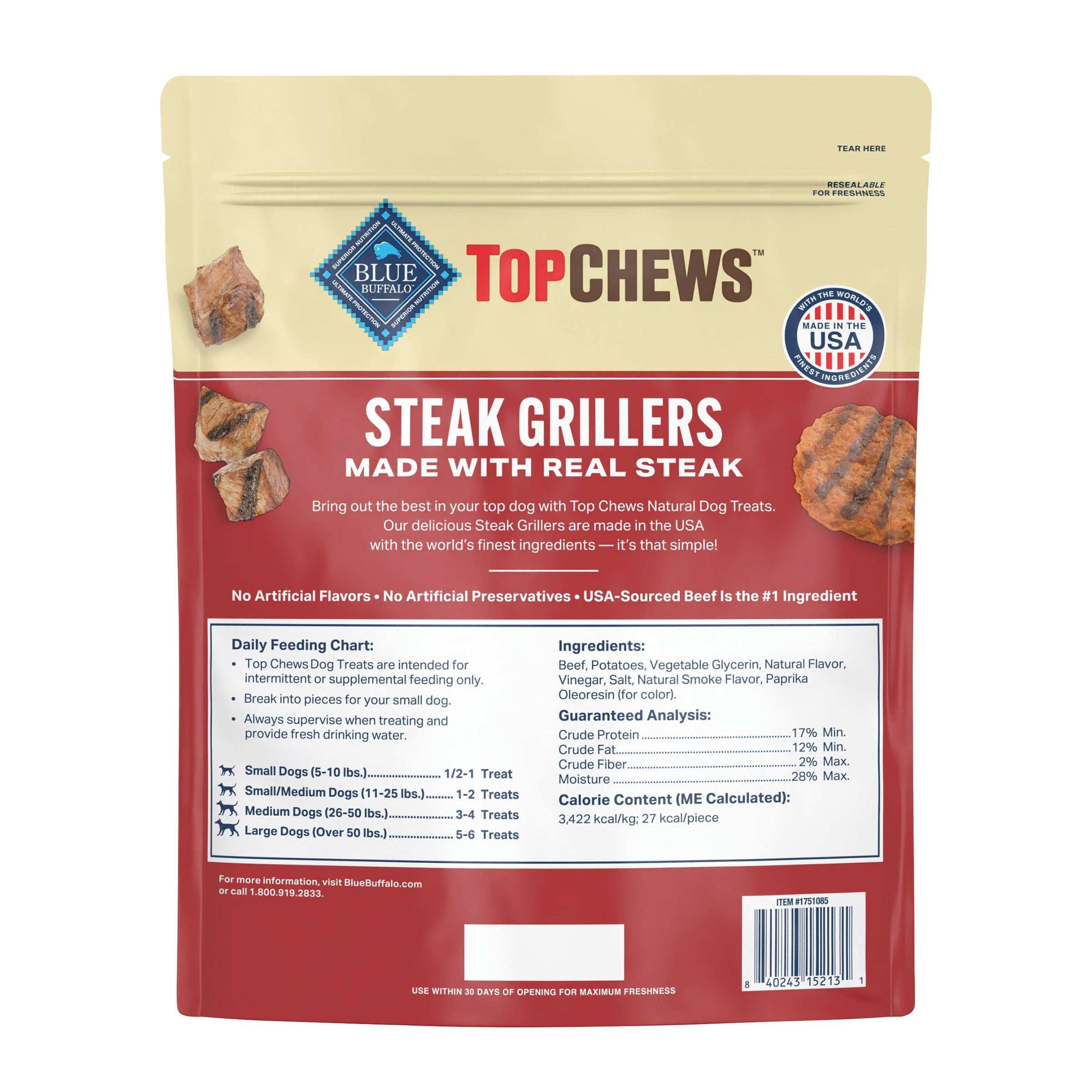 Blue Buffalo Top Chews Steak Grillers for Dogs, 32 oz